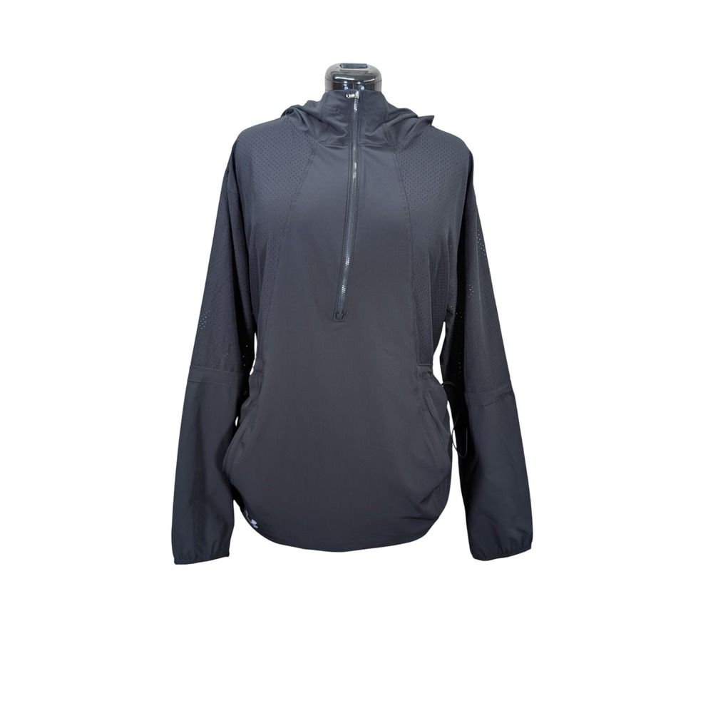 Under Armour Squad Woven Womens XL Black Hooded Half Zip Pullover Jacket
